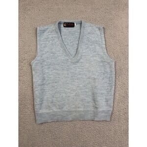 Vintage Jersild Sweater Vest Mens Medium Blue Wool Blend V Neck Pullover USA 90s